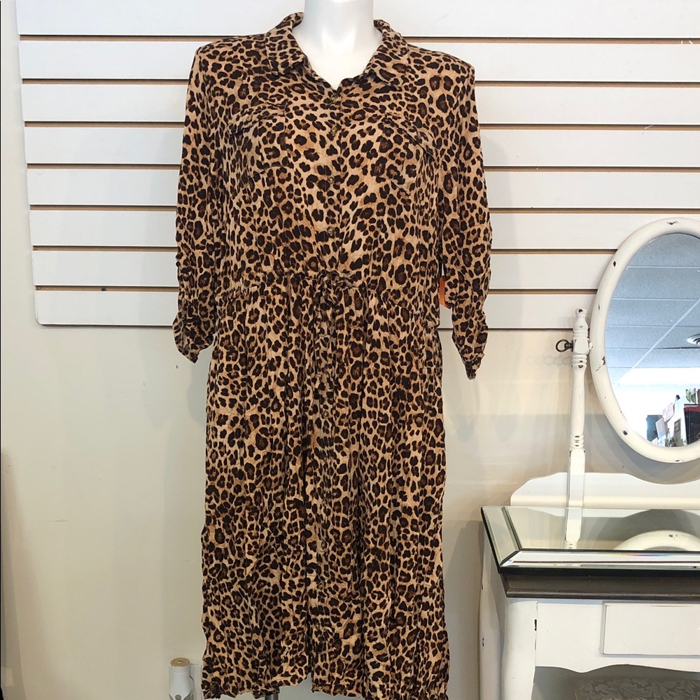 Torrid Brown Leopard Print Long Sleeve Dress